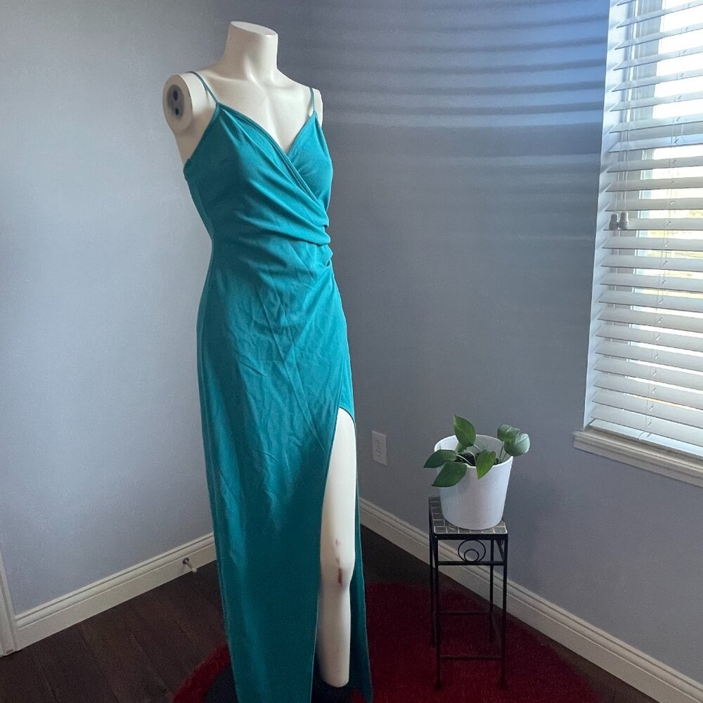 Turquoise Thigh Slit Dress